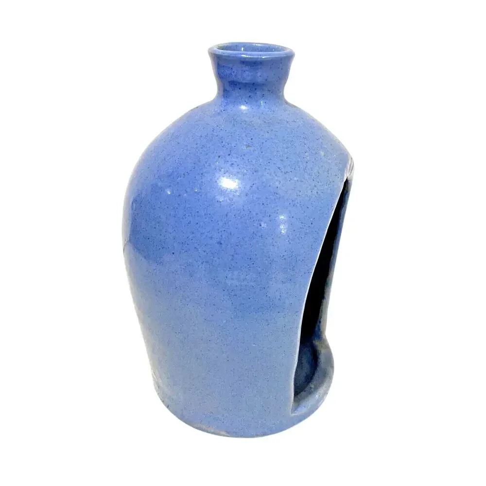 Studio Pottery Candle Holder Wall Sconce Primitive Farmhouse Blue Cottage Decor